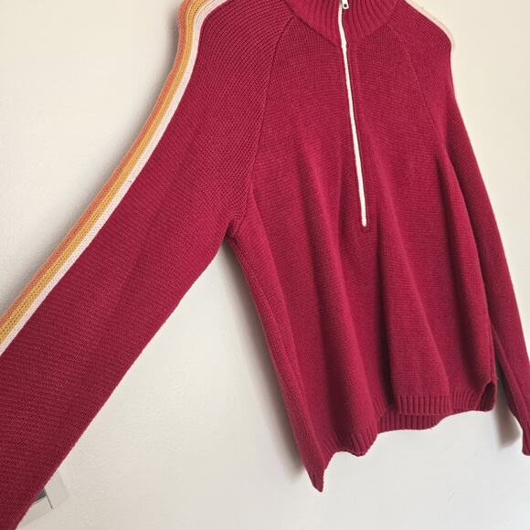 Marine Layer X Lost & Found Snowbird Stripe Sleeve Quarter Zip Sweater Size M - Picture 4 of 10